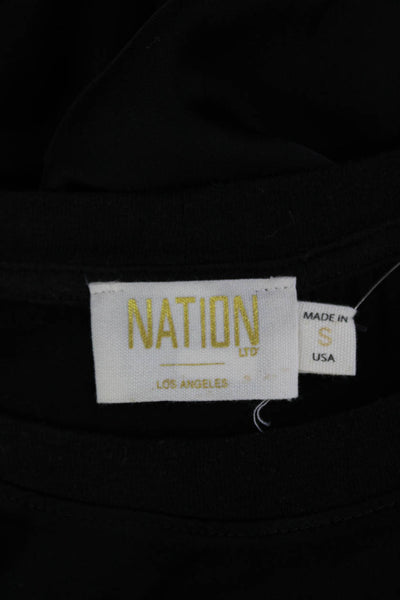 Nation LTD Women Basic Black Crew Neck Short Sleeve T-Shirt Size S
