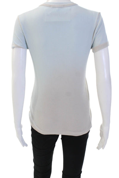 Cotton Citizen, Women Ringer T-Shirt Light Blue Short Sleeve Crew Neck Size M