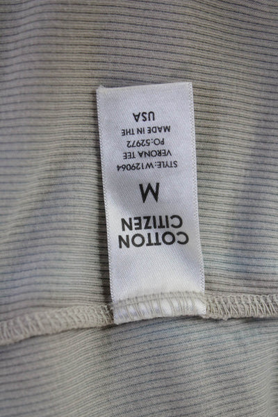 Cotton Citizen, Women Ringer T-Shirt Light Blue Short Sleeve Crew Neck Size M
