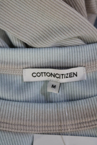 Cotton Citizen, Women Ringer T-Shirt Light Blue Short Sleeve Crew Neck Size M