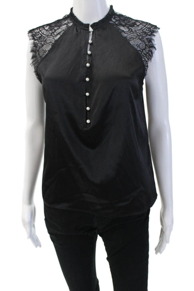 Generation Love Women Black Mock Neck Sleeveless Blouse Gothic Size S