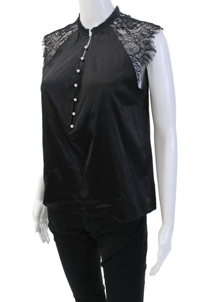 Generation Love Women Black Mock Neck Sleeveless Blouse Gothic Size S