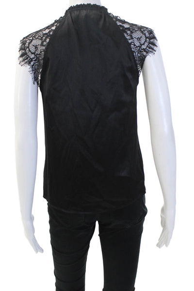 Generation Love Women Black Mock Neck Sleeveless Blouse Gothic Size S