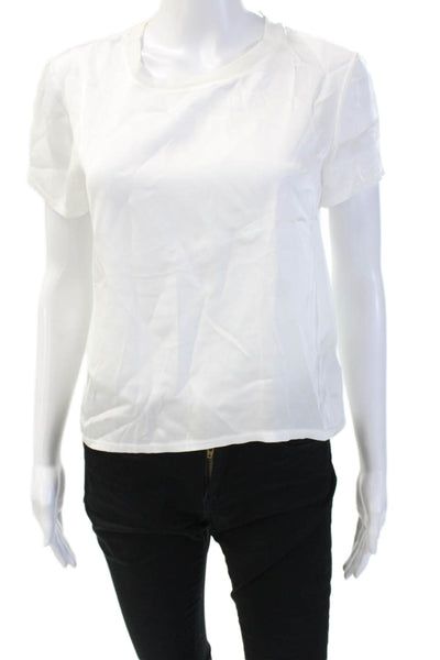 Nation LTD Women Basic Tee White Crew Neck Short Sleeve Viscose Size XS