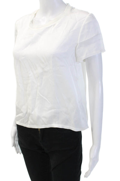 Nation LTD Women Basic Tee White Crew Neck Short Sleeve Viscose Size XS
