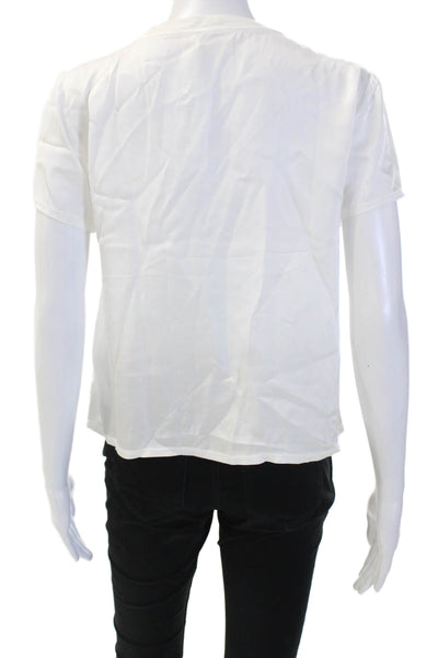 Nation LTD Women Basic Tee White Crew Neck Short Sleeve Viscose Size XS