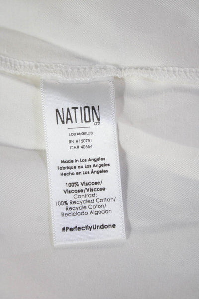 Nation LTD Women Basic Tee White Crew Neck Short Sleeve Viscose Size XS