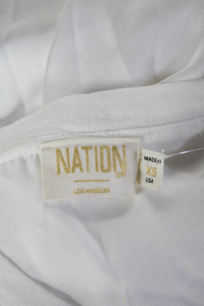 Nation LTD Women Basic Tee White Crew Neck Short Sleeve Viscose Size XS