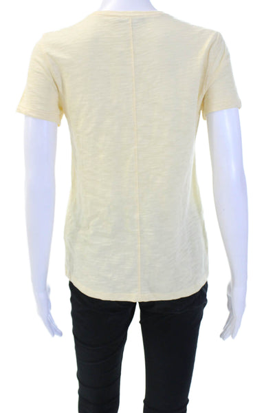Lilla P Women Basic Jersey V-Neck Short Sleeve Yellow Cotton Top Size XS
