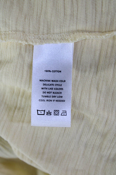 Lilla P Women Basic Jersey V-Neck Short Sleeve Yellow Cotton Top Size XS