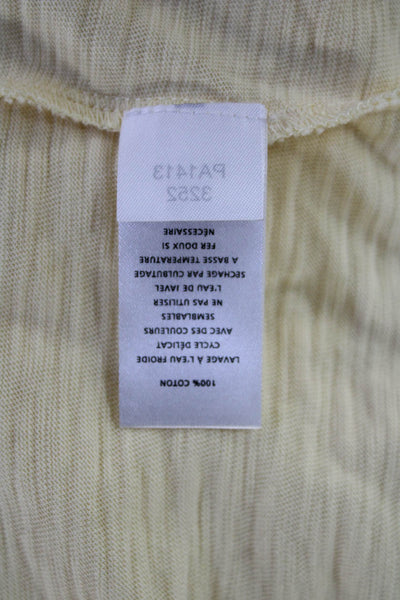 Lilla P Women Basic Jersey V-Neck Short Sleeve Yellow Cotton Top Size XS
