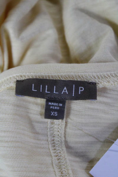 Lilla P Women Basic Jersey V-Neck Short Sleeve Yellow Cotton Top Size XS