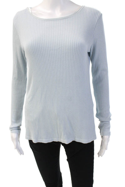 Stateside Women Striped Jersey Long Sleeve T-Shirt Light Blue Size S