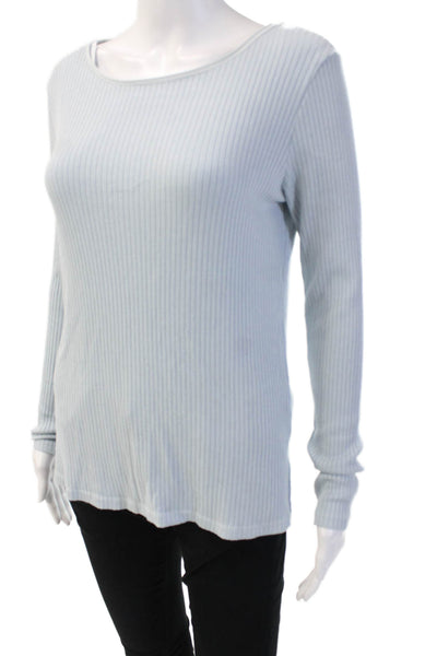 Stateside Women Striped Jersey Long Sleeve T-Shirt Light Blue Size S