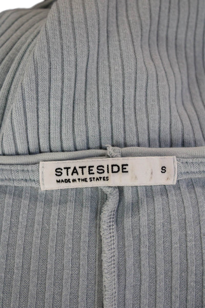 Stateside Women Striped Jersey Long Sleeve T-Shirt Light Blue Size S
