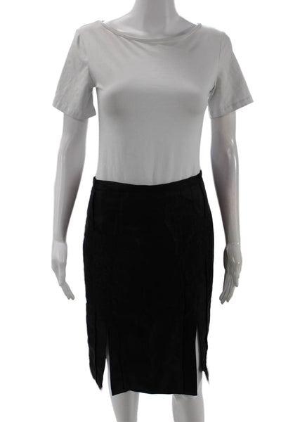Charles Chang-Lima Womens Textured Zip Lace Skirt Black Size 08