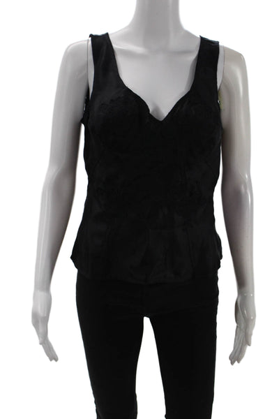 Charles Chang-Lima Womens Sleeveless V-Neck Solid Polyester Blend Blouse Size M