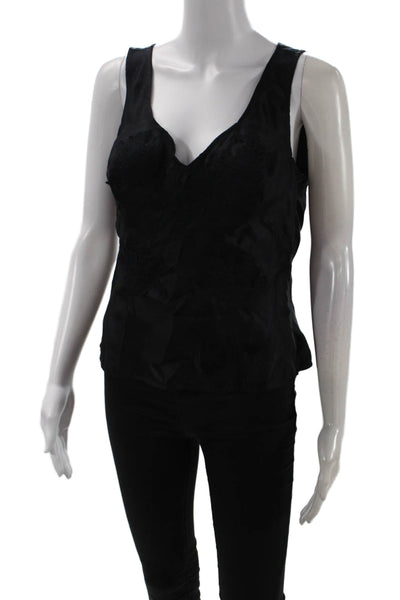 Charles Chang-Lima Womens Sleeveless V-Neck Solid Polyester Blend Blouse Size M
