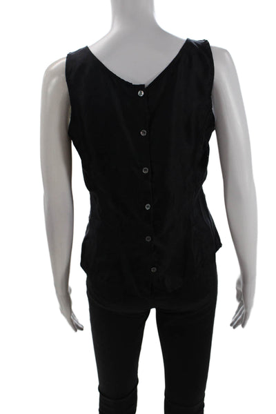 Charles Chang-Lima Womens Sleeveless V-Neck Solid Polyester Blend Blouse Size M
