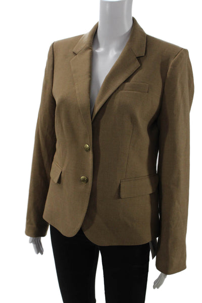 J Crew Women Brown Wool Blend Collared Blazer Size 10
