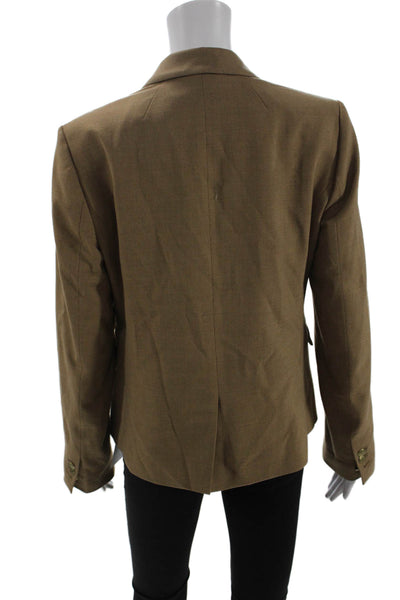 J Crew Women Brown Wool Blend Collared Blazer Size 10