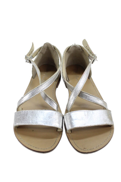 Mini Boden Girls Strappy Buckled Sandals Silver Size 13
