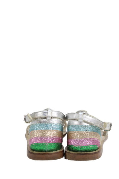 Mini Boden Girls Strappy Buckled Sandals Silver Size 13