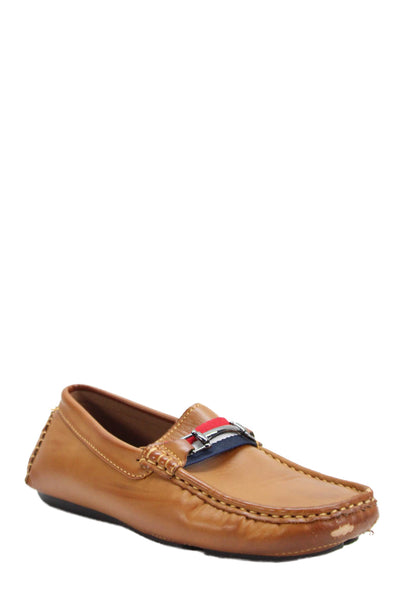 Bruno Marc Boys Leather Slip-On Casual Loafers Brown Size 3