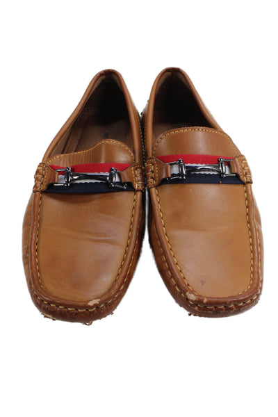 Bruno Marc Boys Leather Slip-On Casual Loafers Brown Size 3