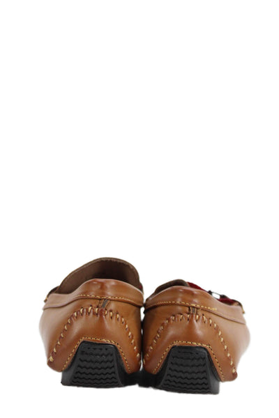 Bruno Marc Boys Leather Slip-On Casual Loafers Brown Size 3