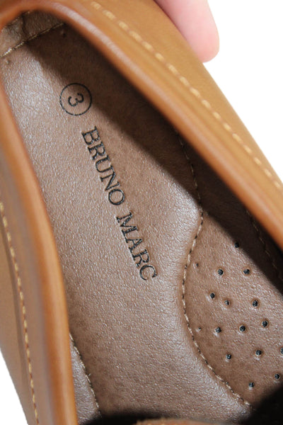 Bruno Marc Boys Leather Slip-On Casual Loafers Brown Size 3