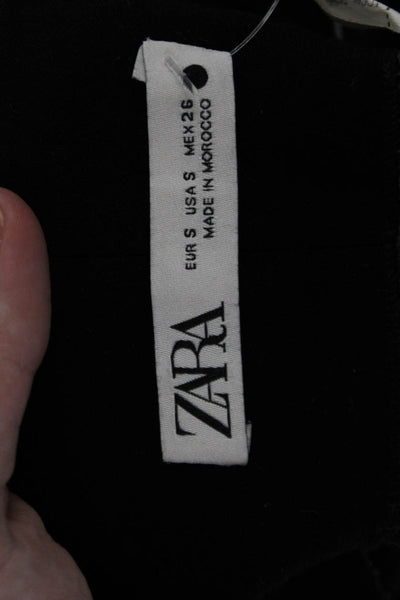 Zara Womens Darted Zipped Straight Leg Dress Pants Black Size S