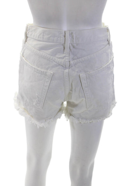 Frame Womens Cotton Le Original Short Distress Denim Shorts White Size EUR 26