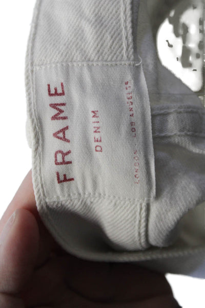 Frame Womens Cotton Le Original Short Distress Denim Shorts White Size EUR 26