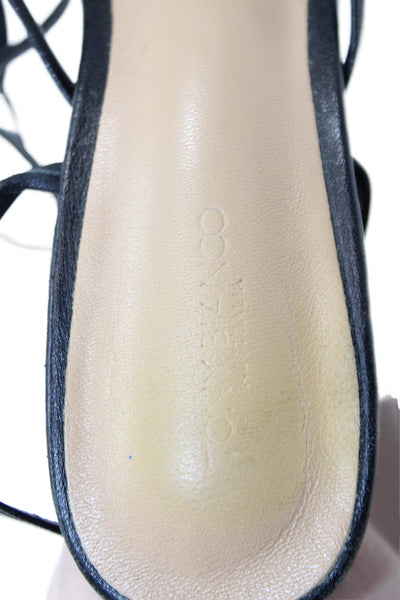 Tony Bianco Womens Leather Strappy Lace-Up Tied Spool Heels Black Size 8