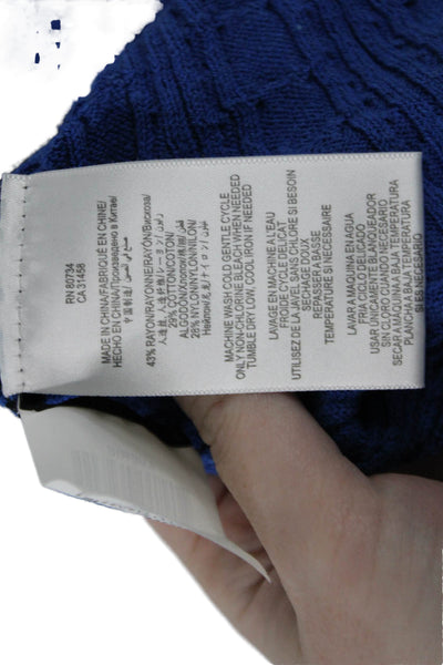 BCBGMAXAZRIA Women Sweater Dress Blue Turtleneck Short Sleeve Size M