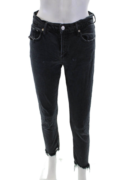 Agolde, Womens Black High Waist Cropped Ankle Jeans Size 27