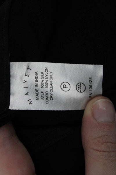 Maiyet Womens Black Silk Shift Dress Mid-Calf Zip Round Neck Size 40