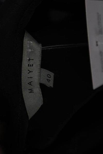 Maiyet Womens Black Silk Shift Dress Mid-Calf Zip Round Neck Size 40