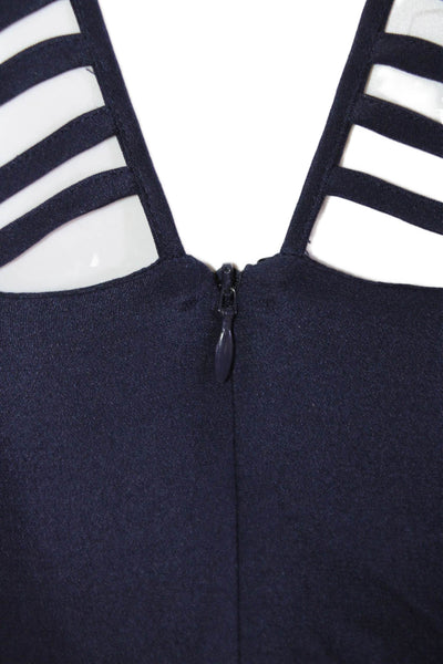 Parker Womens Fit & Flare Tank Dress Dark Blue Silk Sleeveless Zip Size XS