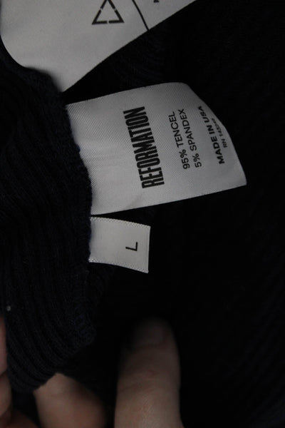 Reformation Unisex Dark Blue Turtleneck Pullover Sweater Long Sleeve Size S