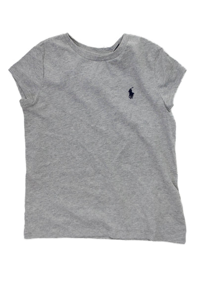 Polo Ralph Lauren Childrens Girls Core Replen Tee Shirt Grey Cotton Size 7