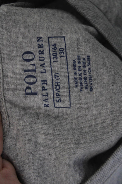 Polo Ralph Lauren Childrens Girls Core Replen Tee Shirt Grey Cotton Size 7