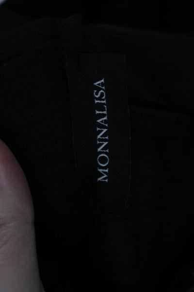 Monnalisa Childrens Girls Faux Leather Pleated Front Shorts Black Size 10