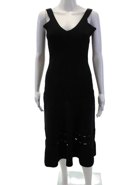 Alexis Women Sweater Tank Dress Black V-Neck Sleeveless Full-Length Size L