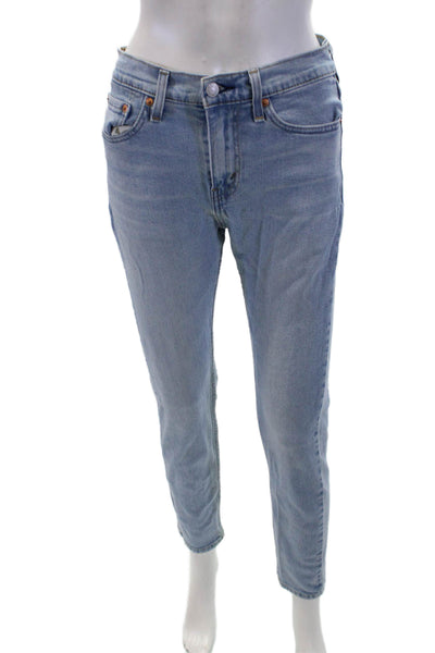 Levis Womens Ankle Skinny Jeans Light Blue Mid Rise Button Size 28