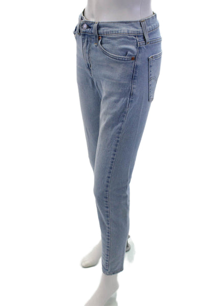 Levis Womens Ankle Skinny Jeans Light Blue Mid Rise Button Size 28
