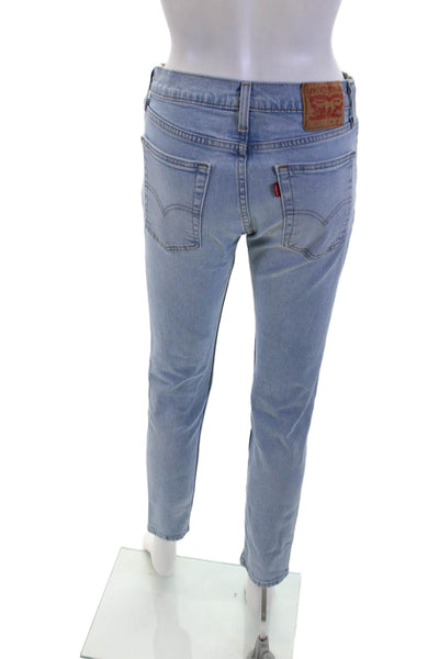 Levis Womens Ankle Skinny Jeans Light Blue Mid Rise Button Size 28