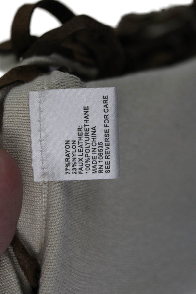 Central Park West Womens Pullover Beige V-Neck Lace-Up Long Sleeve Size XS