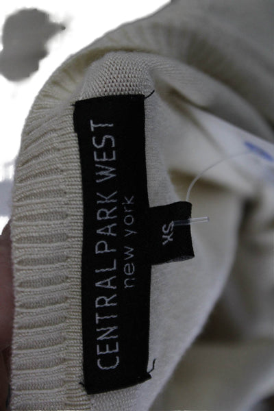 Central Park West Womens Pullover Beige V-Neck Lace-Up Long Sleeve Size XS